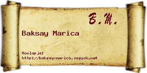 Baksay Marica névjegykártya